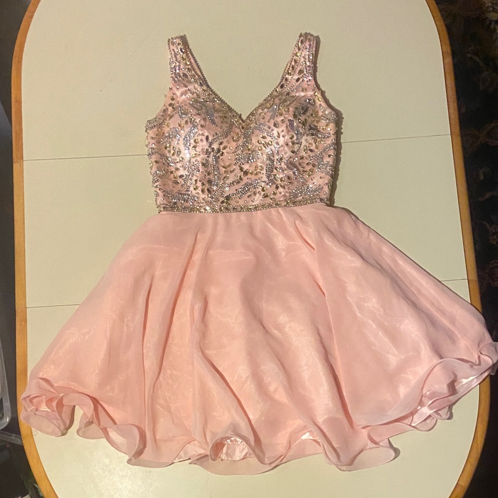 Elegant Pink Embellished Prom Dress